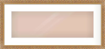 Gold Scoop Frame for 600 × 200mm artwork, with Smooth White Single Mount