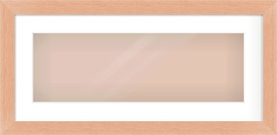Oak Effect Flat Frame for 600 × 200mm artwork, with Smooth White Single Mount