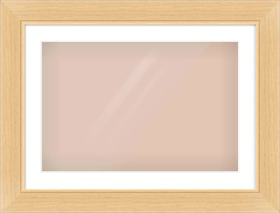 Natural Wood Flat Frame for 600 × 400mm artwork, with Smooth White Single Mount