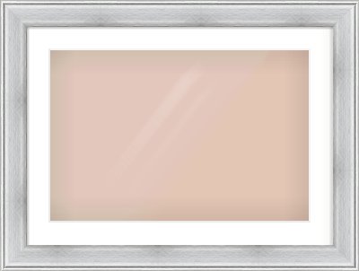Brushed Silver Cushion Frame for 600 × 400mm artwork, with Smooth White Single Mount