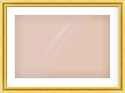 Gold Cushion Frame for 600 × 400mm artwork, with Smooth White Single Mount