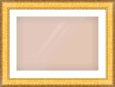 Gold Flat Frame for 600 × 400mm artwork, with Smooth White Single Mount