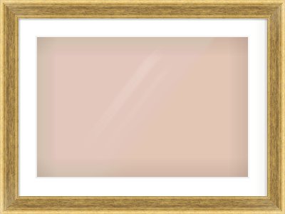 Gold Flat Frame for 600 × 400mm artwork, with Smooth White Single Mount