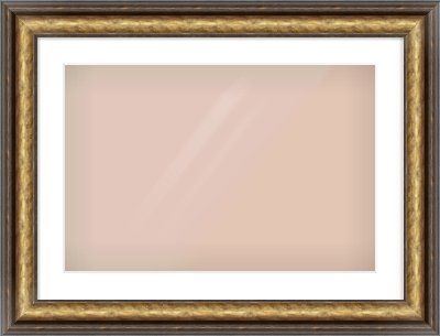 Gold Spoon Frame for 600 × 400mm artwork, with Smooth White Single Mount