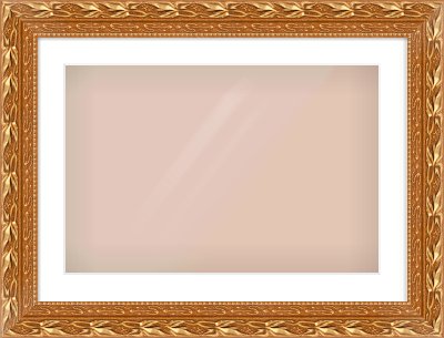 Gold Spoon Frame for 600 × 400mm artwork, with Smooth White Single Mount