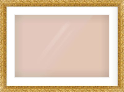 Gold Spoon Frame for 600 × 400mm artwork, with Smooth White Single Mount