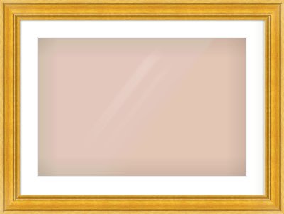 Gold Spoon Frame for 600 × 400mm artwork, with Smooth White Single Mount