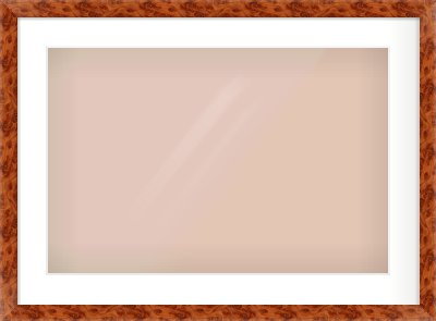 Brown Flat Frame for 600 × 400mm artwork, with Smooth White Single Mount