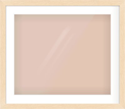 Natural wood Flat Frame for 600 × 500mm artwork, with Smooth White Single Mount