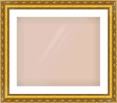 Gold Spoon Frame for 600 × 500mm artwork, with Smooth White Single Mount