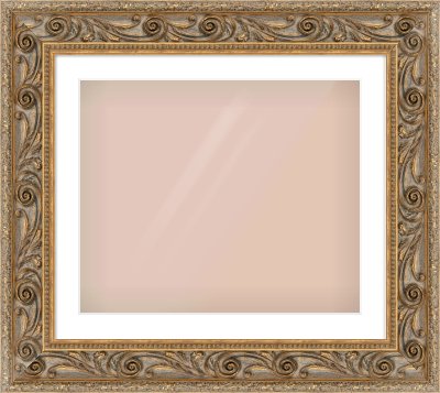 Gold Spoon Frame for 600 × 500mm artwork, with Smooth White Single Mount
