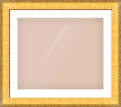 Gold Flat Frame for 600 × 500mm artwork, with Smooth White Single Mount