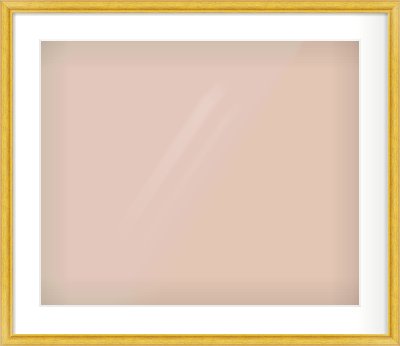 Gold Cushion Frame for 600 × 500mm artwork, with Smooth White Single Mount