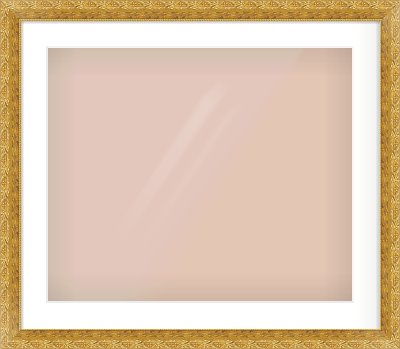 Gold Spoon Frame for 600 × 500mm artwork, with Smooth White Single Mount