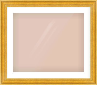 Gold Spoon Frame for 600 × 500mm artwork, with Smooth White Single Mount