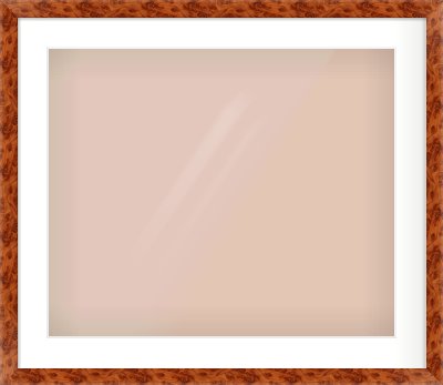 Brown Flat Frame for 600 × 500mm artwork, with Smooth White Single Mount