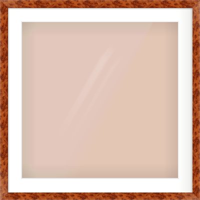 Brown Flat Frame for 600 × 600mm artwork, with Smooth White Single Mount