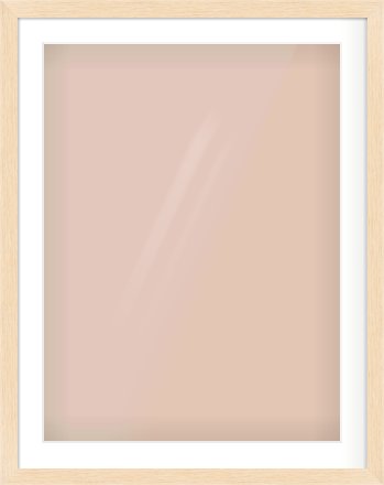 Natural wood Flat Frame for 60 × 80cm artwork, with Smooth White Single Mount