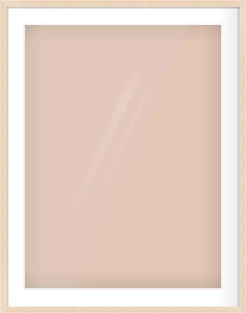 Natural Wood Flat Frame for 60 × 80cm artwork, with Smooth White Single Mount
