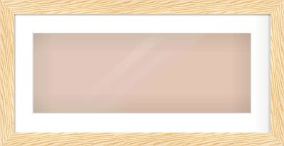 Natural Wood Reverse Frame for 24 × 9in artwork, with Smooth White Single Mount