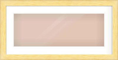 Natural Wood Cushion Frame for 24 × 9in artwork, with Smooth White Single Mount