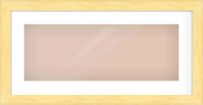Natural Wood Stepped Flat Frame for 24 × 9in artwork, with Smooth White Single Mount