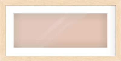 Natural wood Flat Frame for 24 × 9in artwork, with Smooth White Single Mount
