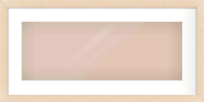 Natural Wood Flat Frame for 24 × 9in artwork, with Smooth White Single Mount