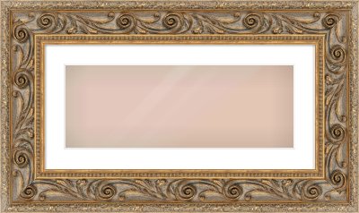 Gold Spoon Frame for 24 × 9in artwork, with Smooth White Single Mount