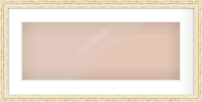 Distressed Cream Wood Grain Flat Frame for 24 × 9in artwork, with Smooth White Single Mount