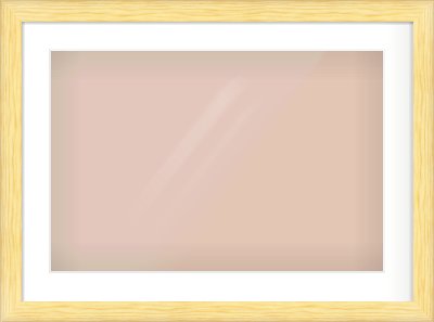 Natural Wood Cushion Frame for 24 × 16in artwork, with Smooth White Single Mount
