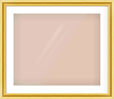 Gold Cushion Frame for 24 × 20in artwork, with Smooth White Single Mount