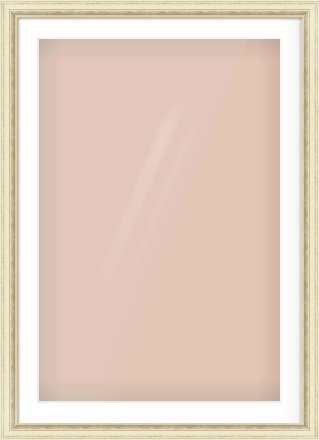 Ivory Distressed Frame for 24 × 36in artwork, with Smooth White Single Mount