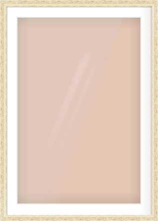 Distressed Cream Wood Grain Flat Frame for 24 × 36in artwork, with Smooth White Single Mount