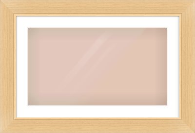 Natural Wood Flat Frame for 64 × 36cm artwork, with Smooth White Single Mount