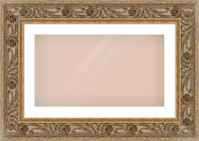 Gold Spoon Frame for 64 × 36cm artwork, with Smooth White Single Mount