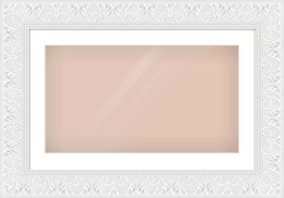 White Scoop Frame for 64 × 36cm artwork, with Smooth White Single Mount