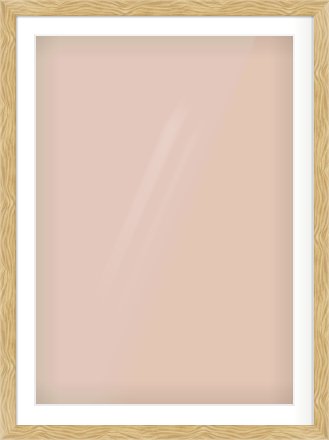 Natural Wood Flat Frame for 70 × 100cm artwork, with Smooth White Single Mount