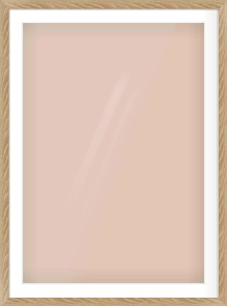 Oak Veneer Flat Frame for 70 × 100cm artwork, with Smooth White Single Mount