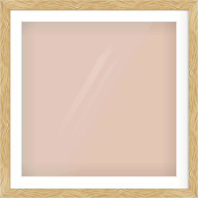 Natural Wood Flat Frame for 700 × 700mm artwork, with Smooth White Single Mount
