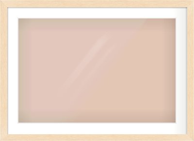 Natural wood Flat Frame for 75 × 50cm artwork, with Smooth White Single Mount