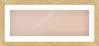 Natural Wood Flat Frame for 30 × 10in artwork, with Smooth White Single Mount