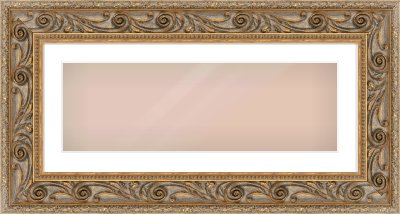 Gold Spoon Frame for 30 × 10in artwork, with Smooth White Single Mount