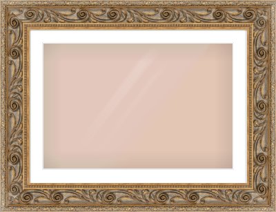 Gold Spoon Frame for 30 × 20in artwork, with Smooth White Single Mount