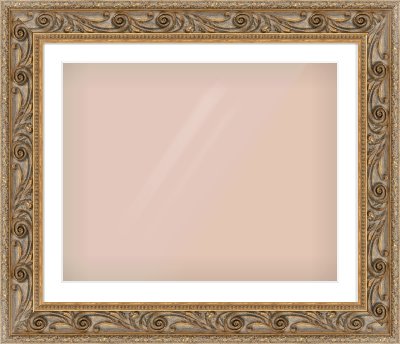 Gold Spoon Frame for 30 × 24in artwork, with Smooth White Single Mount