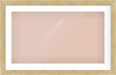 Natural Wood Flat Frame for 800 × 450mm artwork, with Smooth White Single Mount