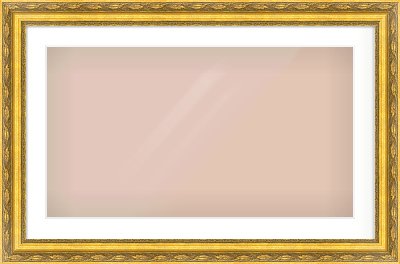 Gold Spoon Frame for 800 × 450mm artwork, with Smooth White Single Mount