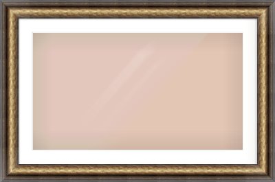 Gold Spoon Frame for 800 × 450mm artwork, with Smooth White Single Mount