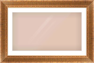 Gold Spoon Frame for 800 × 450mm artwork, with Smooth White Single Mount