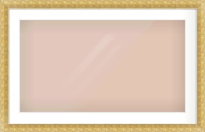 Gold Spoon Frame for 800 × 450mm artwork, with Smooth White Single Mount